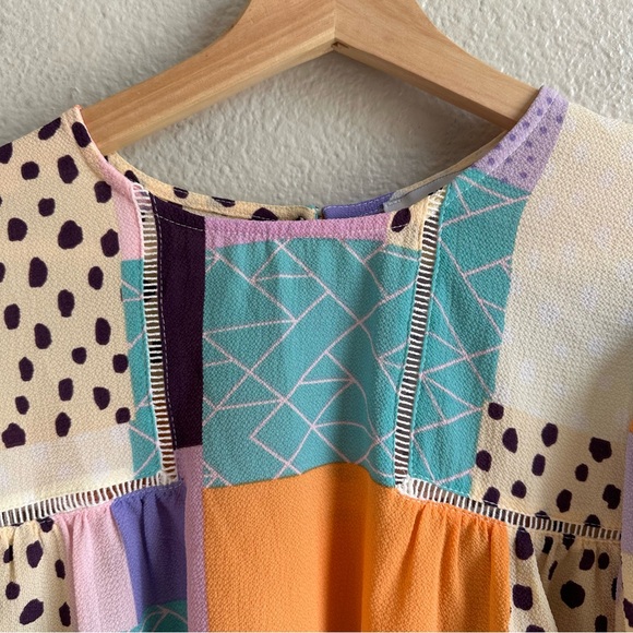 Fate Do Your Best Lavender Purple Abstract Patchwork Blouse Women’s Size Small - Picture 6 of 11